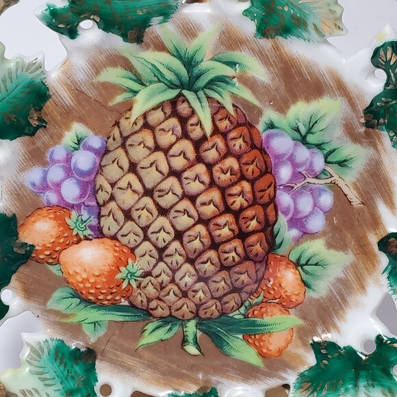 Royal Sealy Fruit Teacup and Saucer Pineapple Grapes Strawberries - Picture 7 of 10